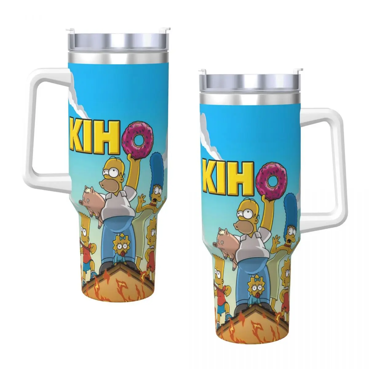 The Simpsons Family Stainless Steel Tumbler Driving Car Mugs 40oz Coffee Mug Leakproof Cold Drink Milk Tea Water Bottle