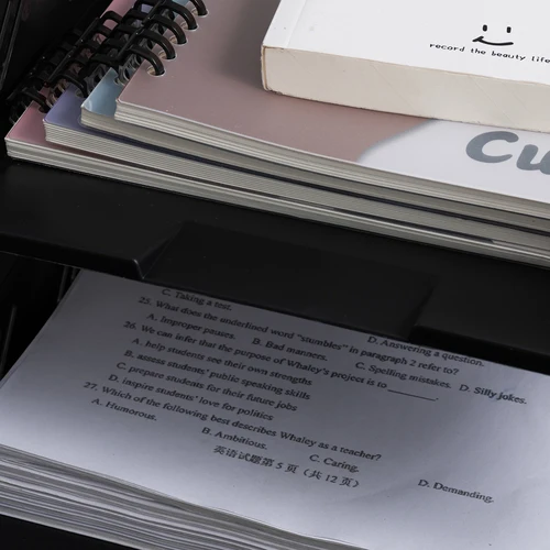 Imagen 2 del producto Estante para archivos, cesta para archivos, caja de almacenamiento A4, bandeja para archivos multicapa, estante de almacenamiento para clasificación de archivos, soporte para libros, gran capacidad, anticaída