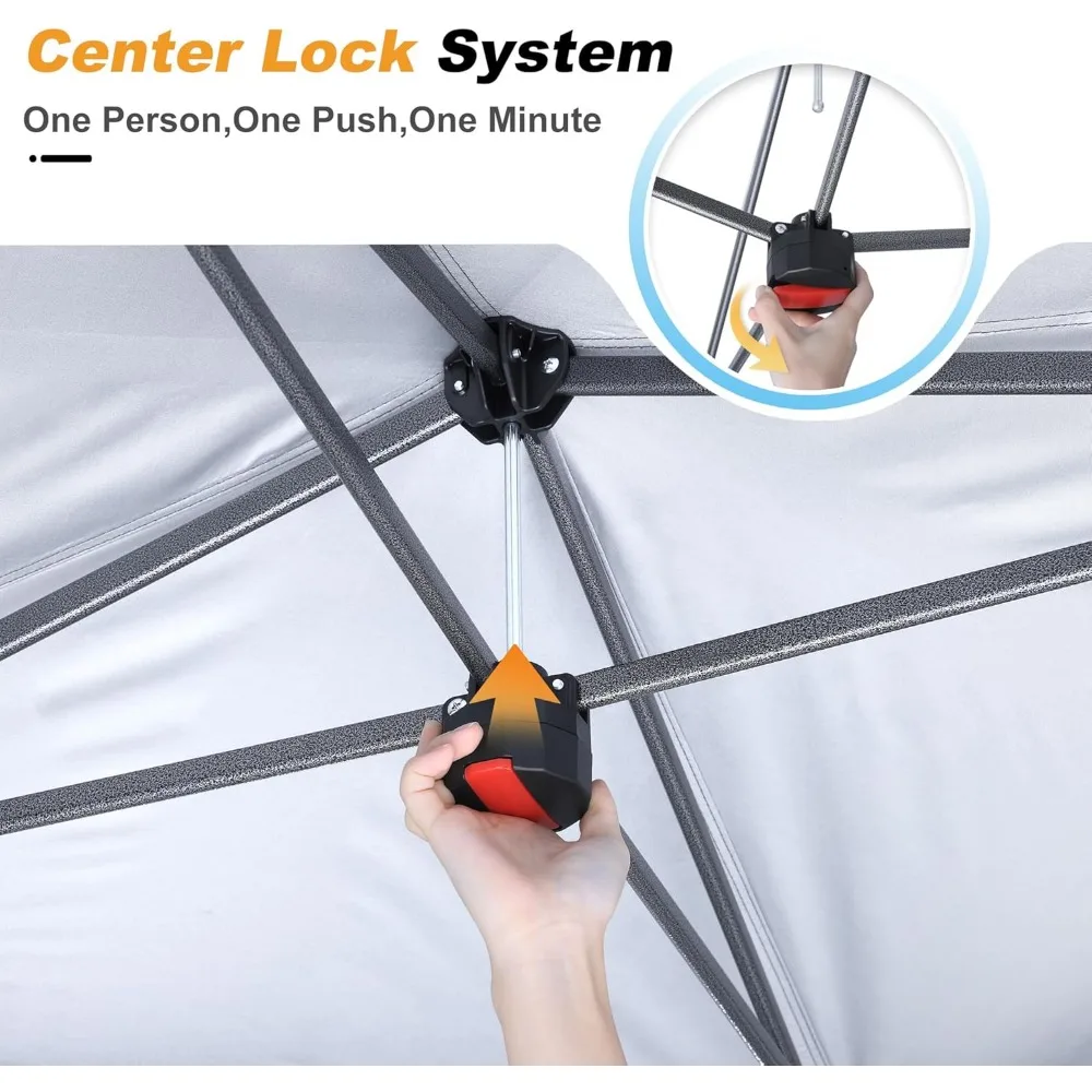 شرفة منبثقة مقاس 13 × 13 مع شبكة ناموسية - خيمة بمظلة خارجية سهلة الإعداد للفناء الخلفي للحديقة #2