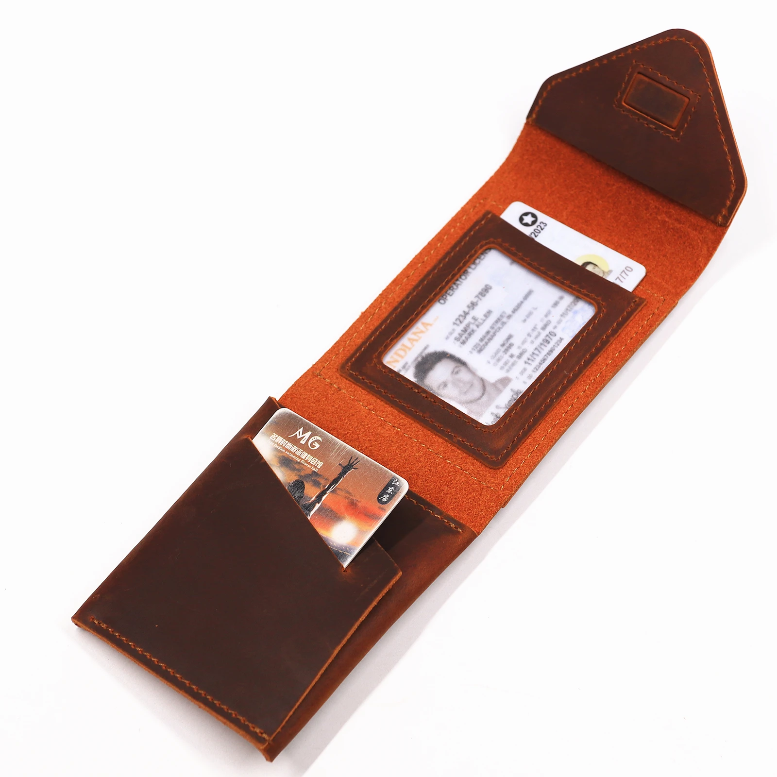 Genuine Leather Wallet For Men Short Slim Men's Cash Wallet Card Holder Flap Magnetic Closure With ID Window Zipper Coin Pocket