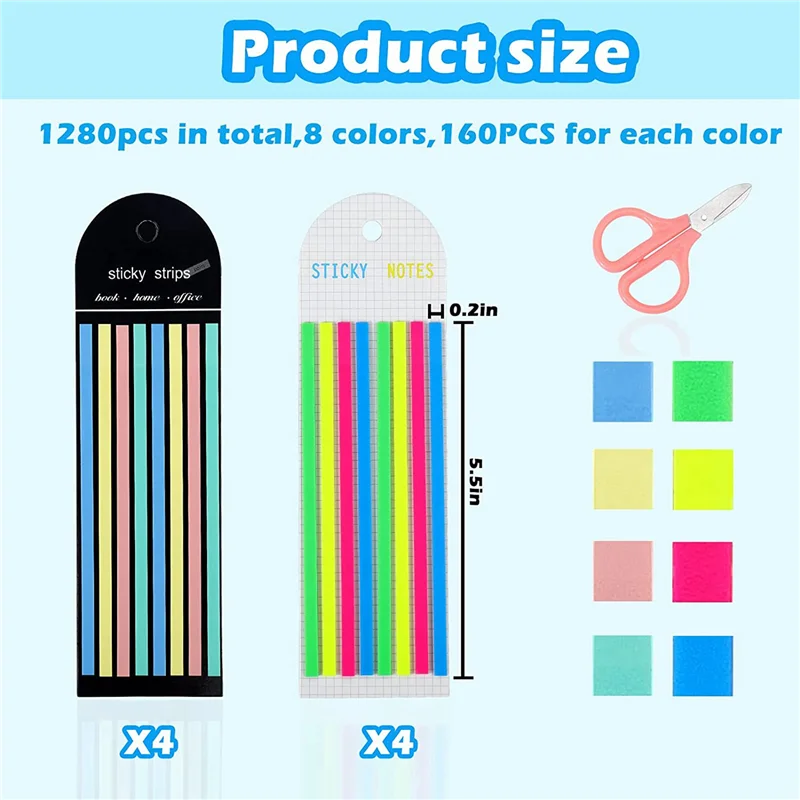 

J1UL1N 2560 PCS Highlighter Tape,Transparent Sticky Long Page Markers Tabs,Morandi Neon Clear Highlighter Strips Flags Stickers
