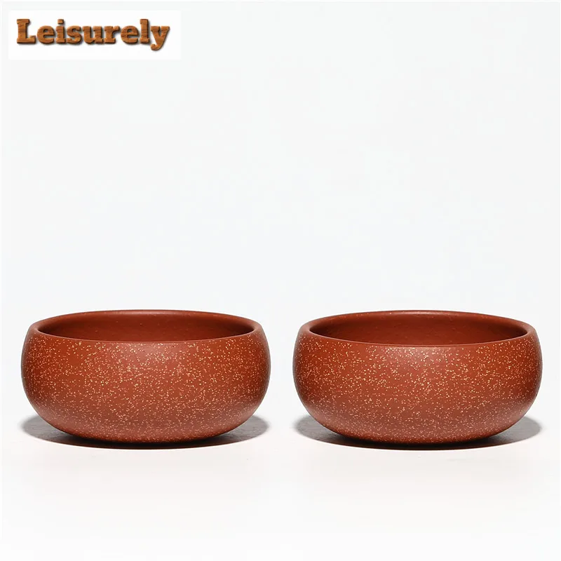 2 Pcs/set Authentic Yixing Purple Clay Teacup Handmade Smelling Tea Bowl Pu'er Master Cup Dragon Blood Sand Zisha Tea Set 60ml