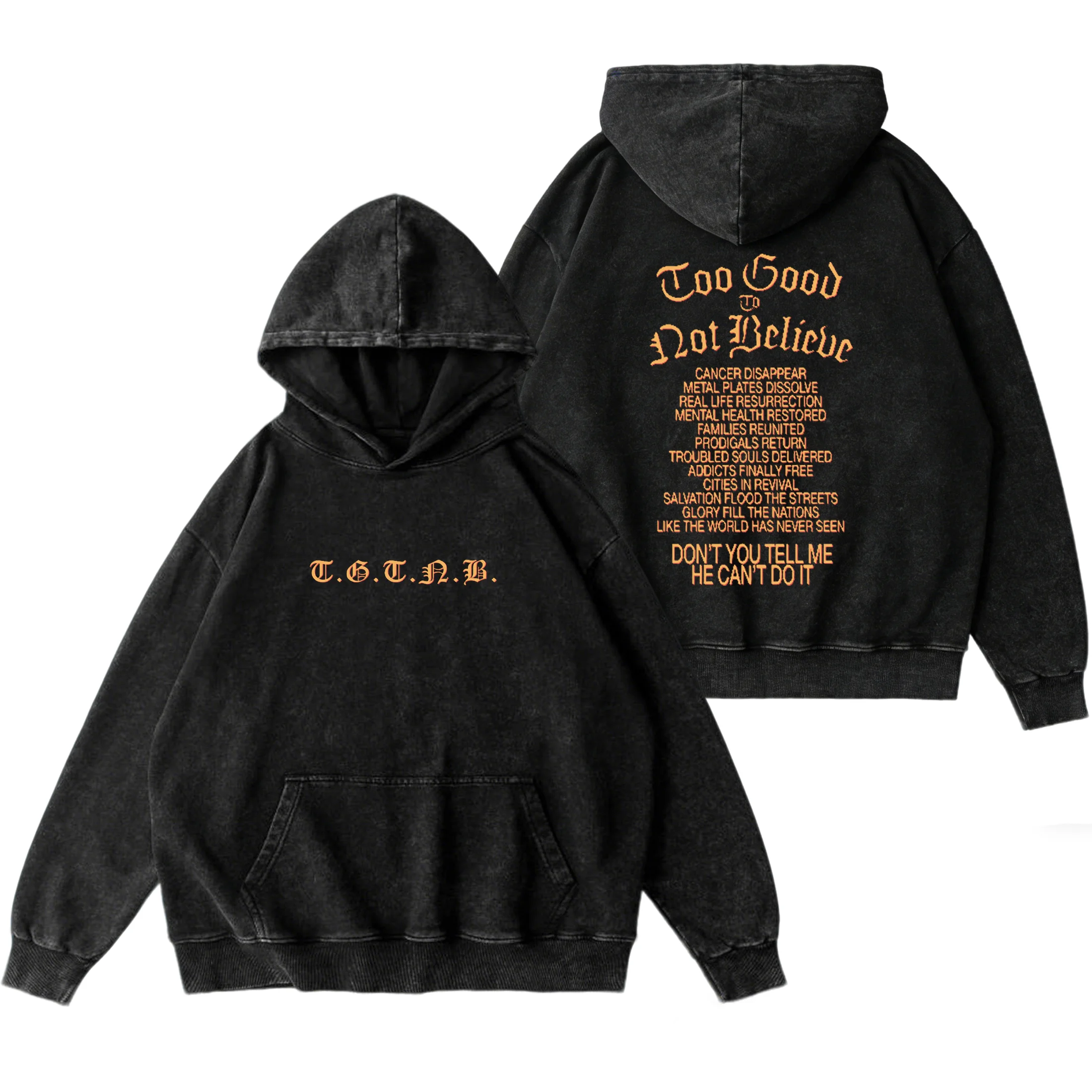 

Хлопковая винтажная толстовка с эффектом потертости Brandon Lake Too Good to Not Believe, с длинными рукавами, карманом и шнурком, уличный стиль