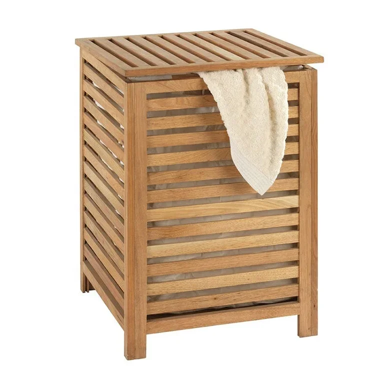 Household Washing Room Dirty Clothes Storage Bamboo Hamper Laundry Basket with Lids