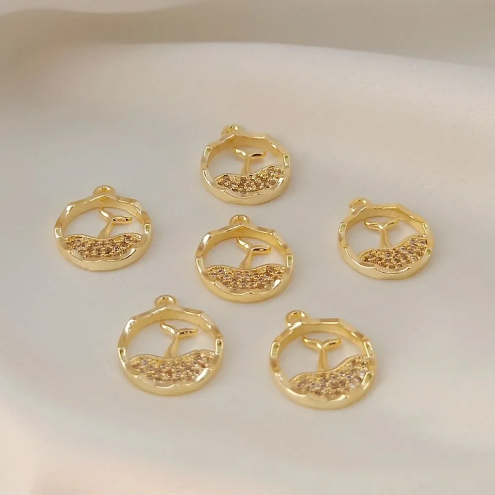 

Позолоченный аксессуар 14 карат, волнистое кольцо с цирконом, подвеска «рыбий хвост», подвеска для проращивания травы, ювелирные изделия ручной работы своими руками