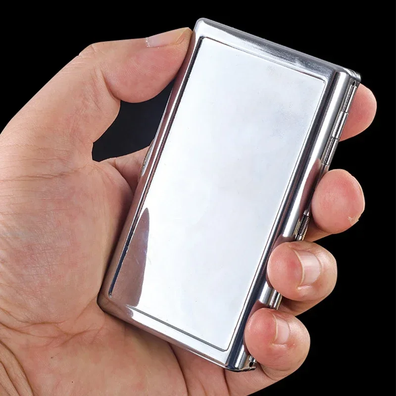 Pockect Mirror Smoking Case Metal Cigarettes Container with Clip Ultra-thin Cigarette Box for Camping Smoking Accessories