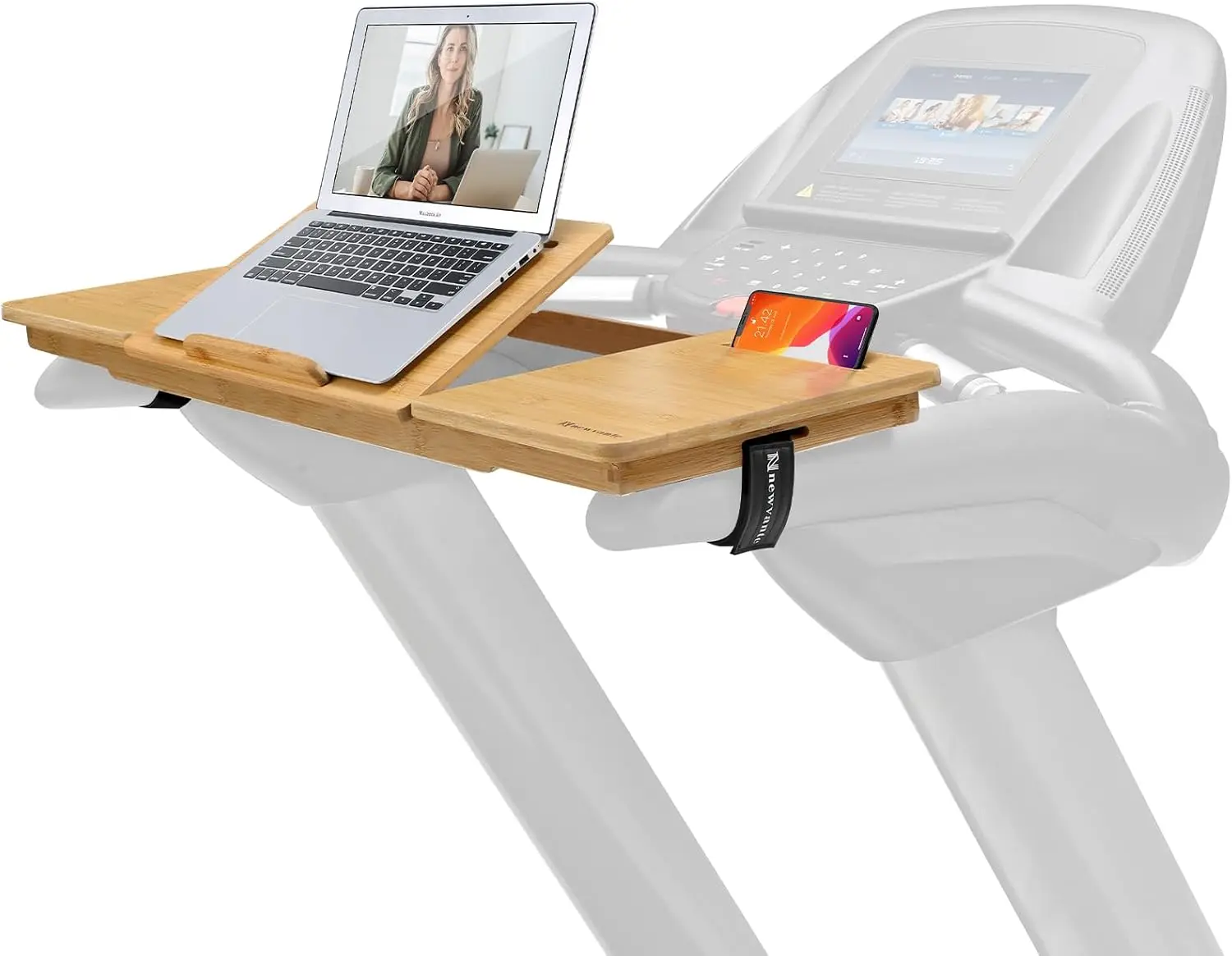 

Adjustable Bamboo Treadmill Desk Attachment for Laptop, Tablet, and Mobile Use While Walking or Running