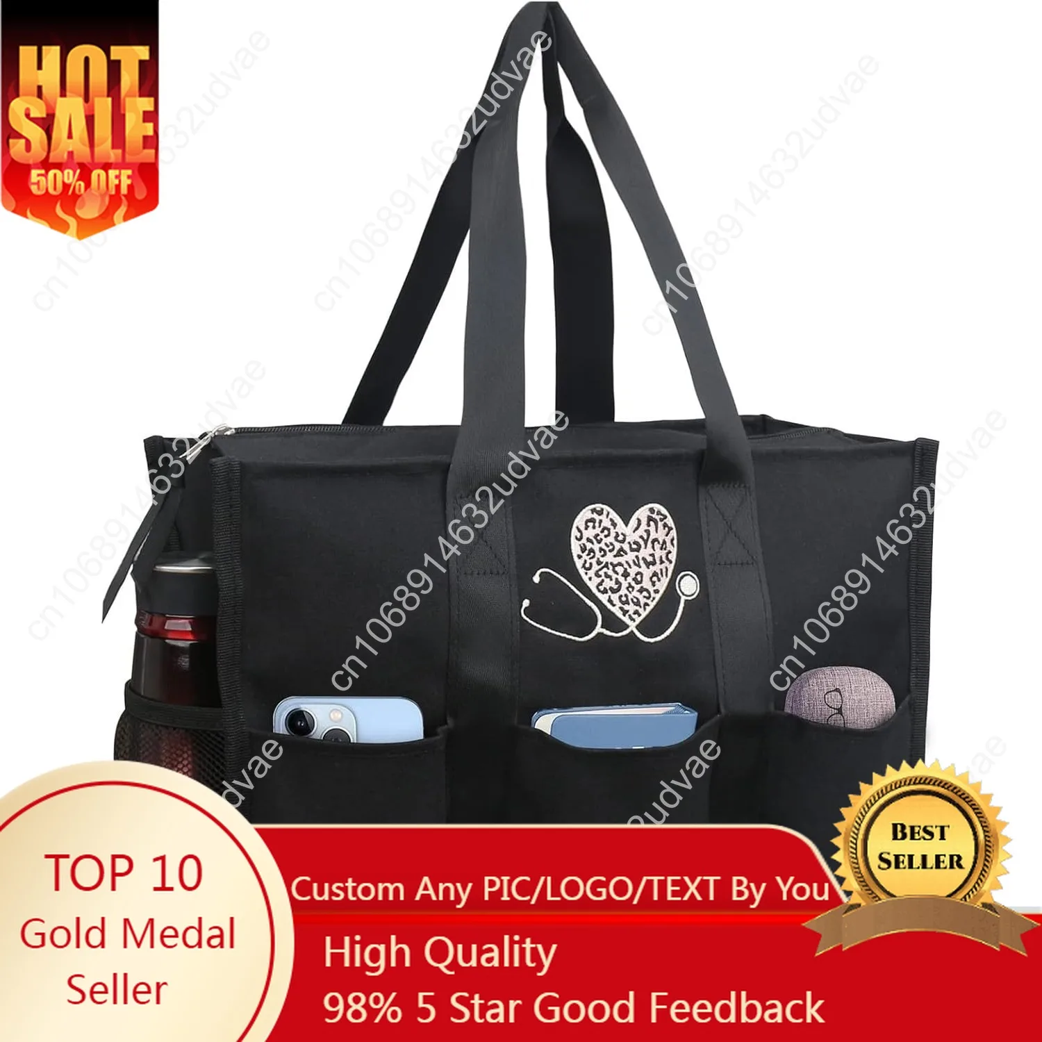 

ABAMERICA Nurse Bags for Work Nursing Bag Multiple Pockets Waterproof Organizing Zip Top Clinical Bag for Nursing Students