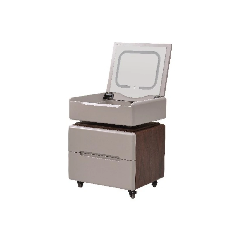 Dresser, bedside table, integrated hidden mirror, small apartment flip cover, movable lifting makeup table