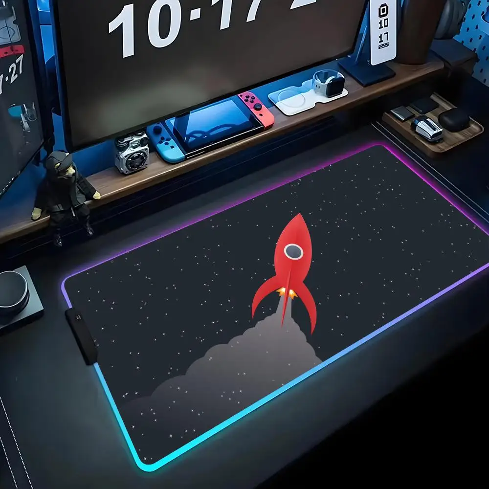 

Ракетные обои Коврик для мыши RGB Игровой коврик для мыши Большой светодиодный коврик для ПК Настольный коврик Светящийся коврик для мыши Большие коврики для клавиатуры Настольный коврик с
