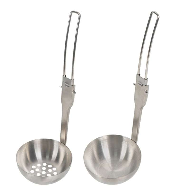 

Outdoor Camping Colander/Soup Ladle Stainless Steel Tableware Foldable Spoon