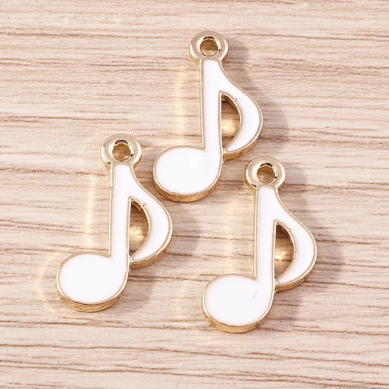 10pcs 12x20mm Cute Enamel Musical Note Charms for Making DIY Drop Earrings Pendants Necklaces Handamde Bracelet Jewelry Findings