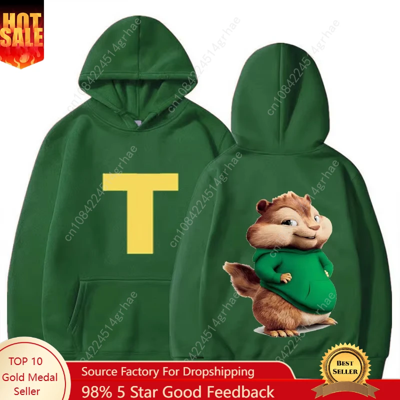 

Cartoon Hoodie Alvin and The Chipmunks Green Red Navy Blue Shirt Camisa S/P Movie Promo Animation Long Sleeve Hoody Sweatshirts