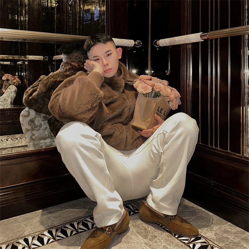 Men\'s Wear Imitation mink Warm Short Fleece Coat Fur Jacket New Fashion 2024 Autumn Winter Trendy Simple Clothing Male Top