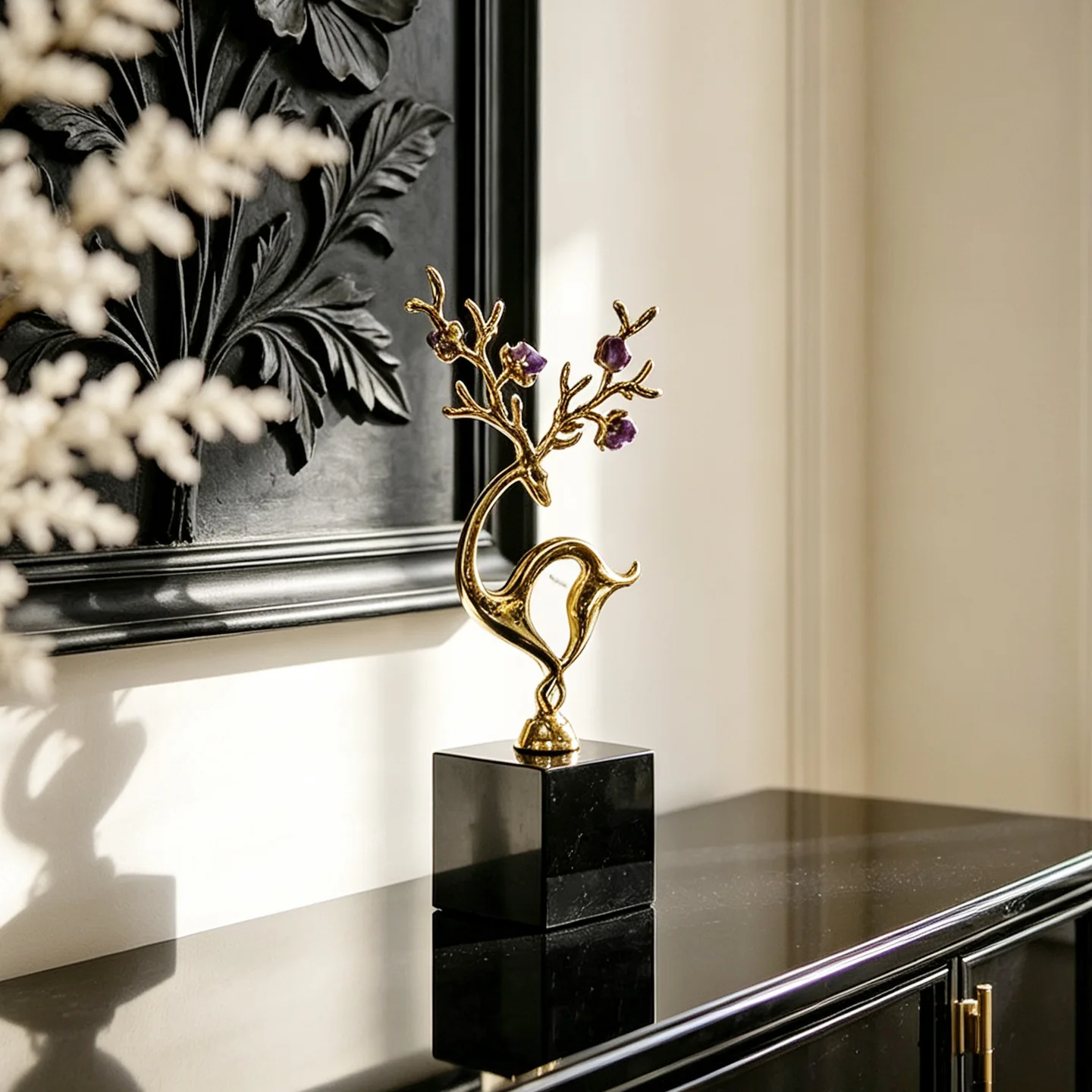 HYS light luxury new Chinese alloy amethyst ornament new house decoration model room living room villa hotel soft decoration