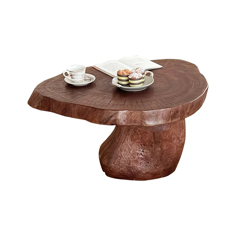 

Medieval wabi-sabi wind solid wood coffee table creative sofa edge few retro round tree stump corner few homestay designer