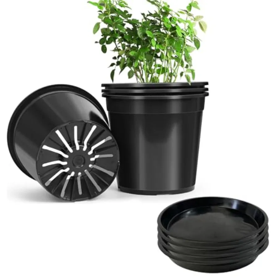 

7 Gallon Plastic Pots for Plants + Tray