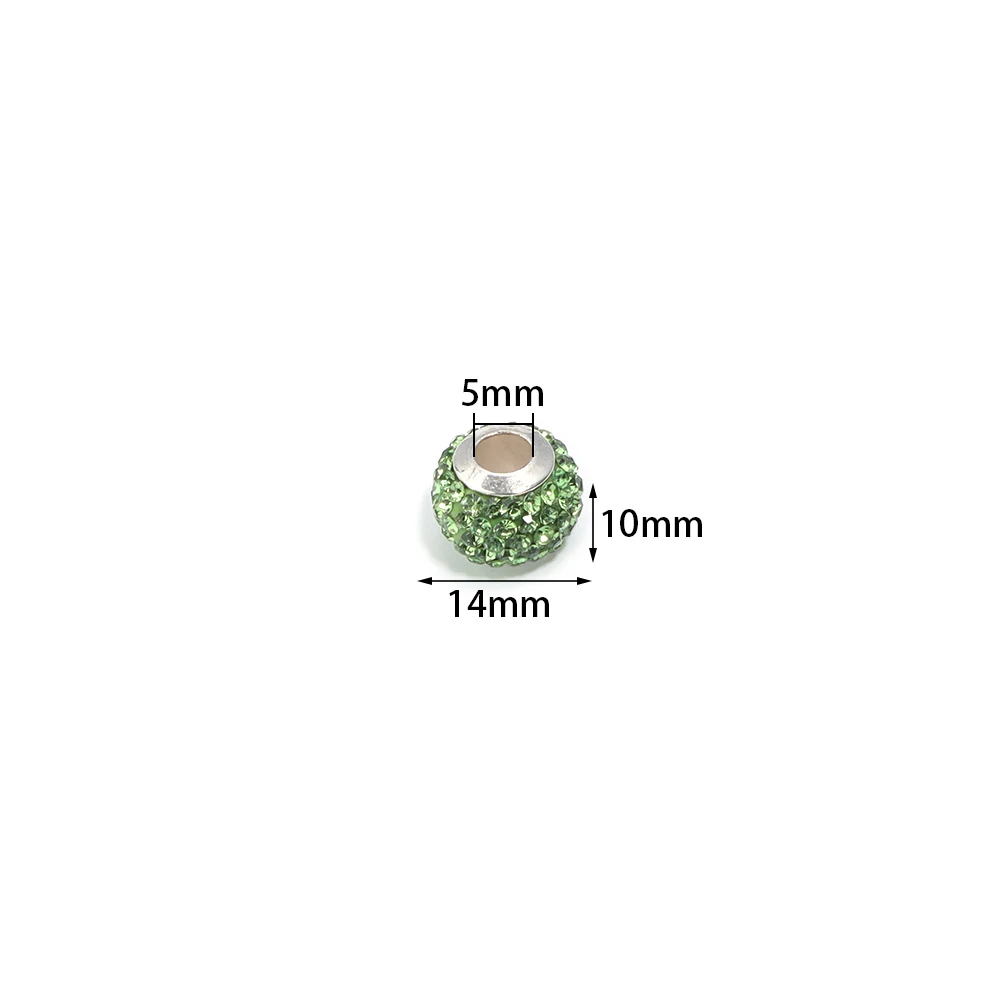 10 Stück/Set 14mm Bunte Shambhala Strass-Perlen mit Großem Loch als Abstandhalter für Schmuckherstellung DIY Armband Lose Perlen Zubehör – Detail 1