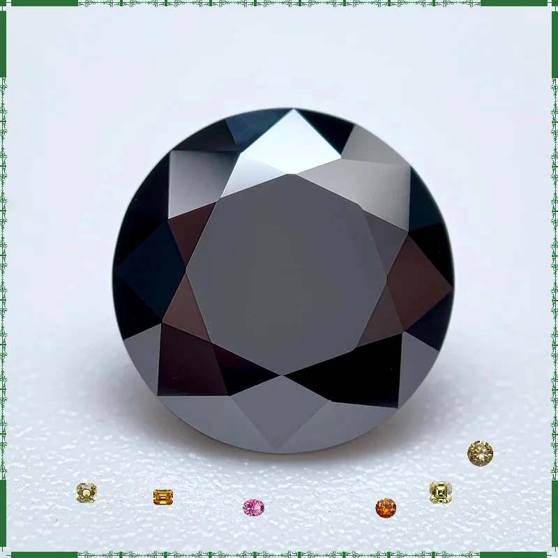 Moissanit-Stein, runde Form, schwarze Farbe, DIY-Anhänger, Schmuckherstellung, Ring, Halskette, Ohrringe, Hauptmaterialien, Zertifikat – Detail 2