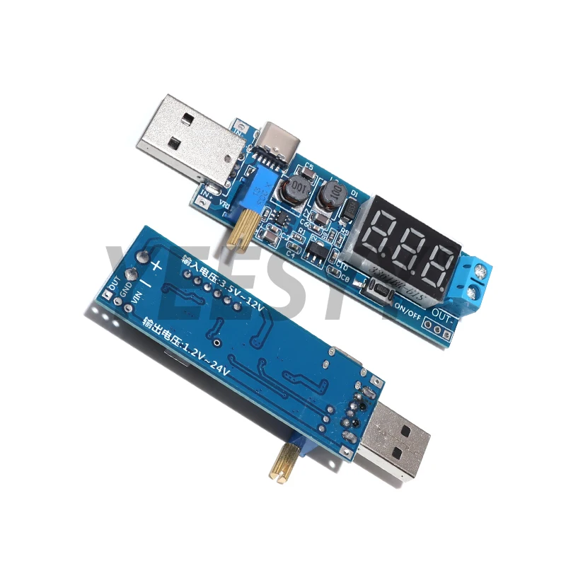 Modul Boost Buck Converter USB Step UP/Down Netzteilmodul DC-DC 5V bis 3,3V / 12V Einstellbarer Ausgang DC 1,2V-24V