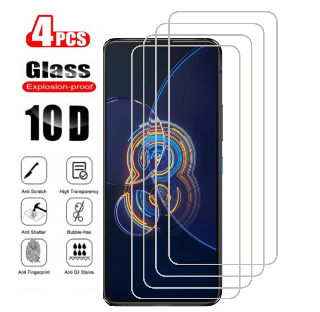 4PCS  2.5D Screen Protector For Asus Zenfone 7 Pro 8 Flip ZS672KS ZS590KS ZS671KS ZS670KS Tempered Glass Protective Guard Film