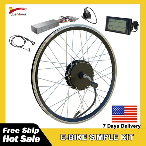 36V Electric bike Conversion Kit 250W 350W 500W Brushless Gear Hub Motor Electric Bicycle Conversion Kit without Battery LCD LED