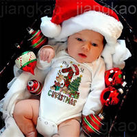 My 1st Christmas Deer Tree Printed Baby Romper Xmas Party Newborn Outfit Infant Long Sleeve Bodysuit Toddler Baptism Clothes