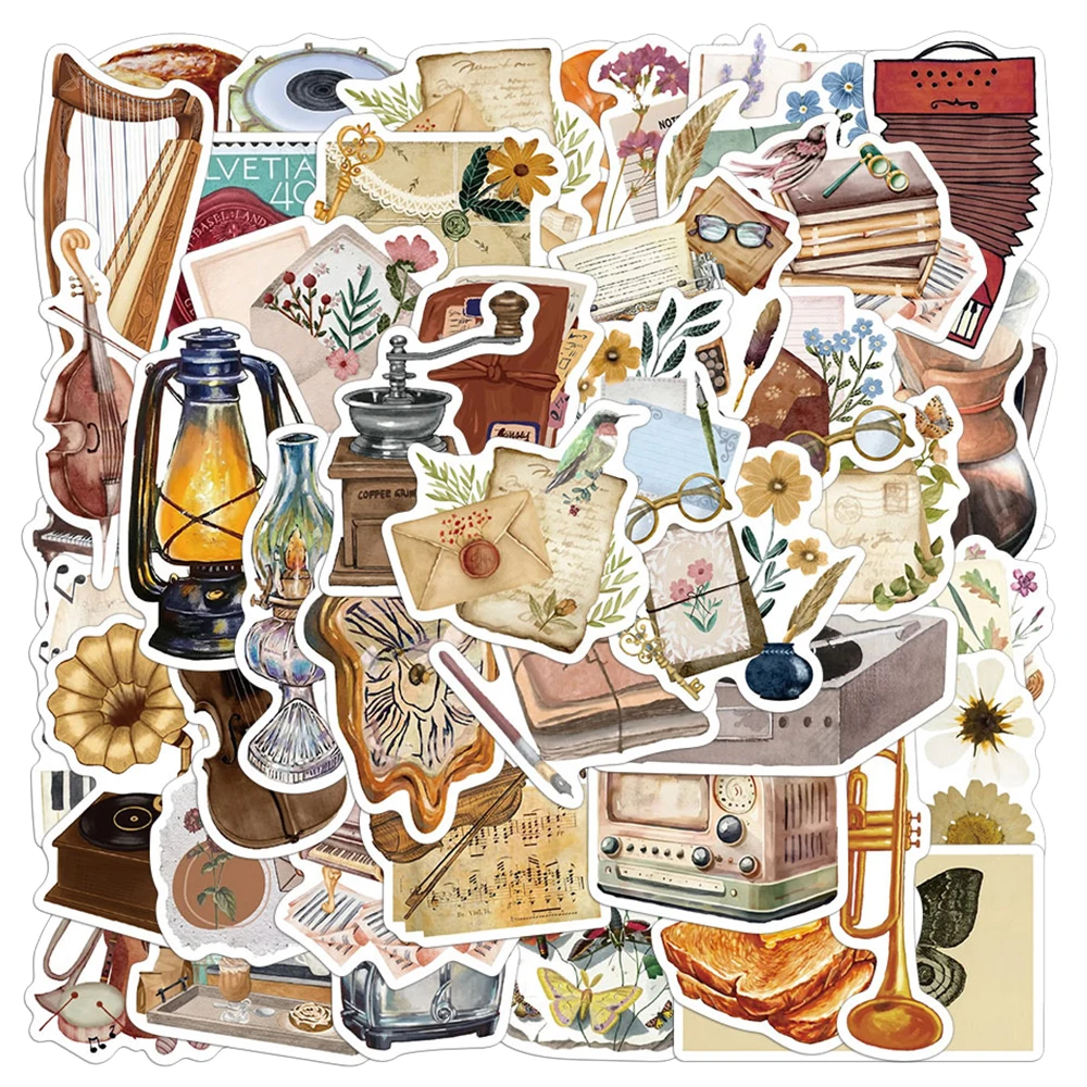 10/30/50 Stück Vintage Cartoon Althochzeitliche Aufkleber Lebensmittel-Brot-Muster Abziehbilder DIY Wasserflasche Notizbuch Handy Sticker Dekoration Geschenk