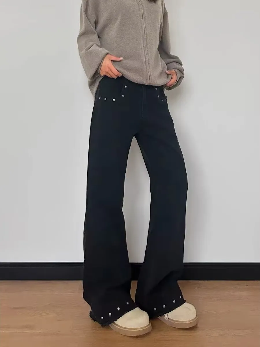 

Мужские джинсы Bla Studs Slim Fit: Новинка, стиль Harajuku, повседневный тренд, на молнии, свободные леггинсы, весна-осень