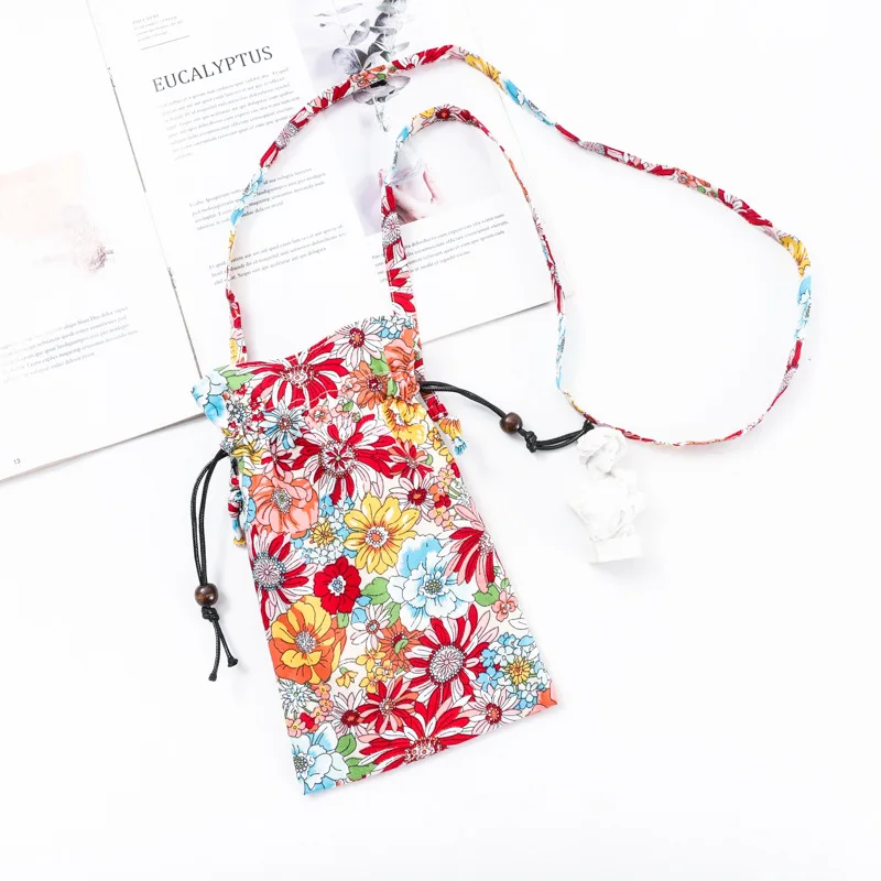 Women‘s Handbag Cotton Floral Pattern Printing Crossbody Shoulder Bag Female Small Phone Purse Ladies Money Pouch 2024 For Girls