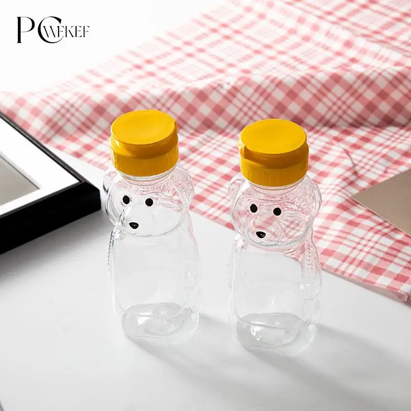 1pc 230ml Plastic Squeeze Condiment Bottles Bear Shape Honey Sauce Mustard Jam Dispenser