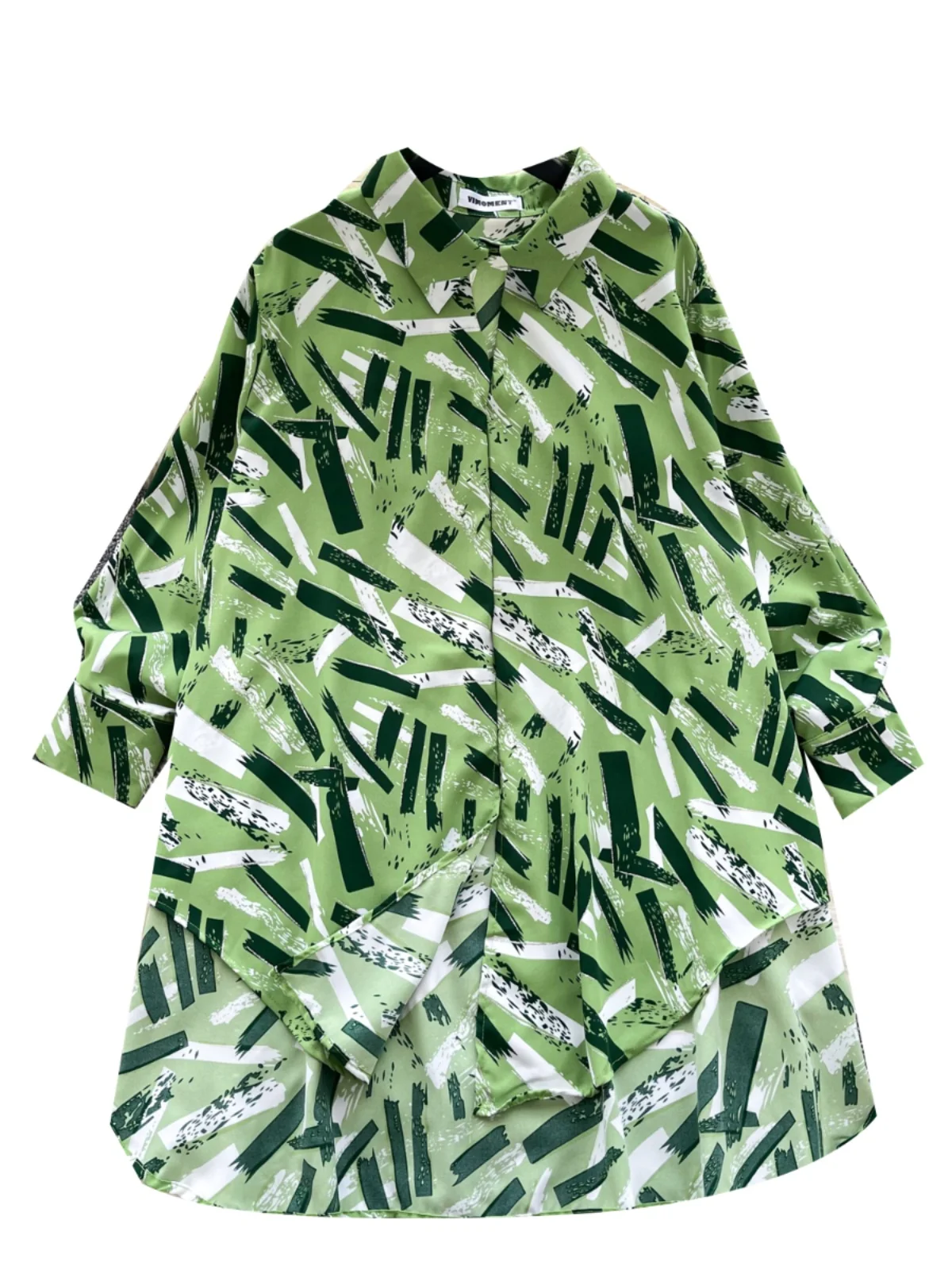 قميص نسائي أنيق غير رسمي على طراز هونج كونج، متعدد الاستخدامات، فضفاض للتخسيس، مخفي بأكمام طويلة، مطبوع، غير رسمي #5