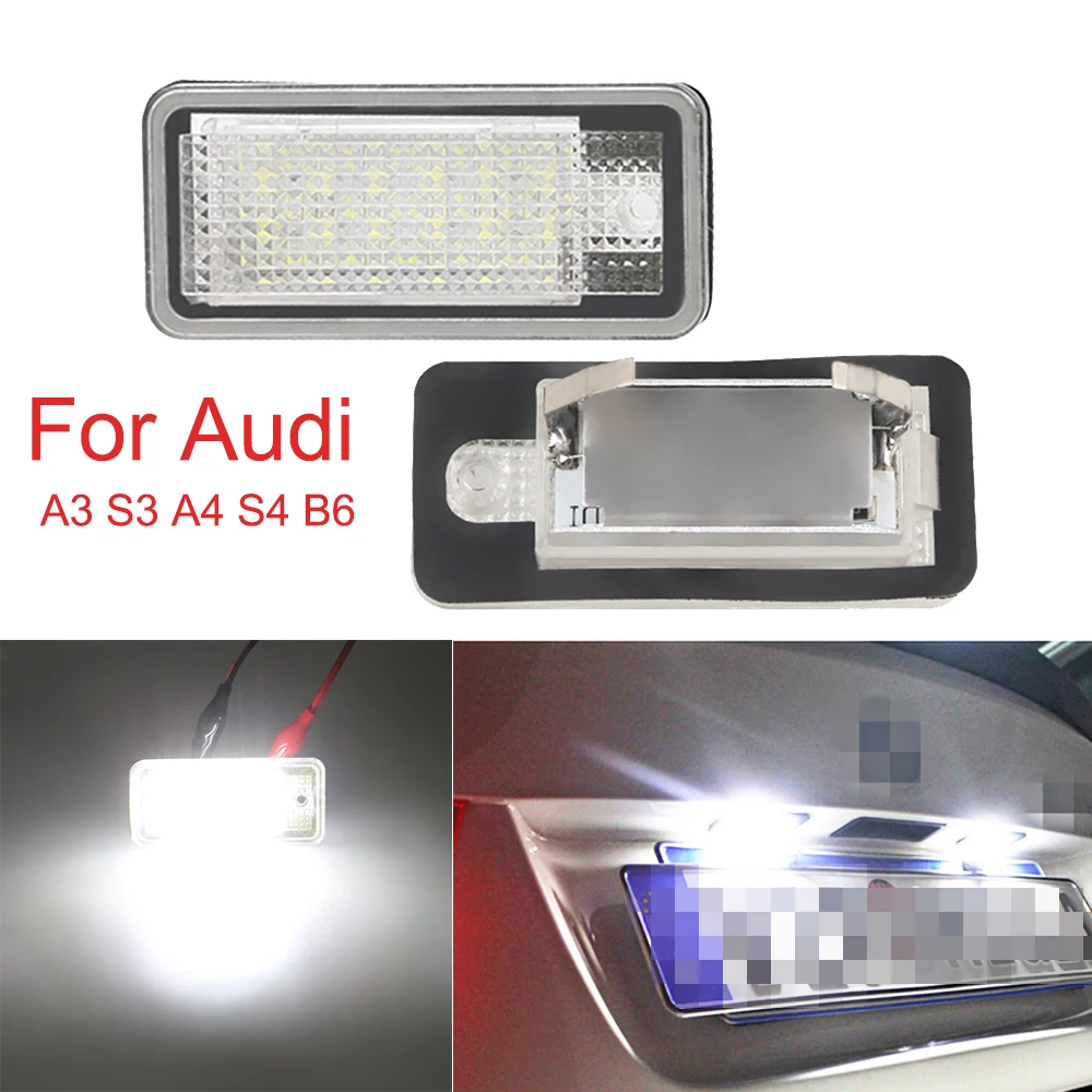 LED Number Plate Light For Audi A3 A4 S4 RS4 B6 B7 A6 RS6 S6 C6 S5 Q7 A8 S8 Avant Canbus Error Free License Plate Lamp
