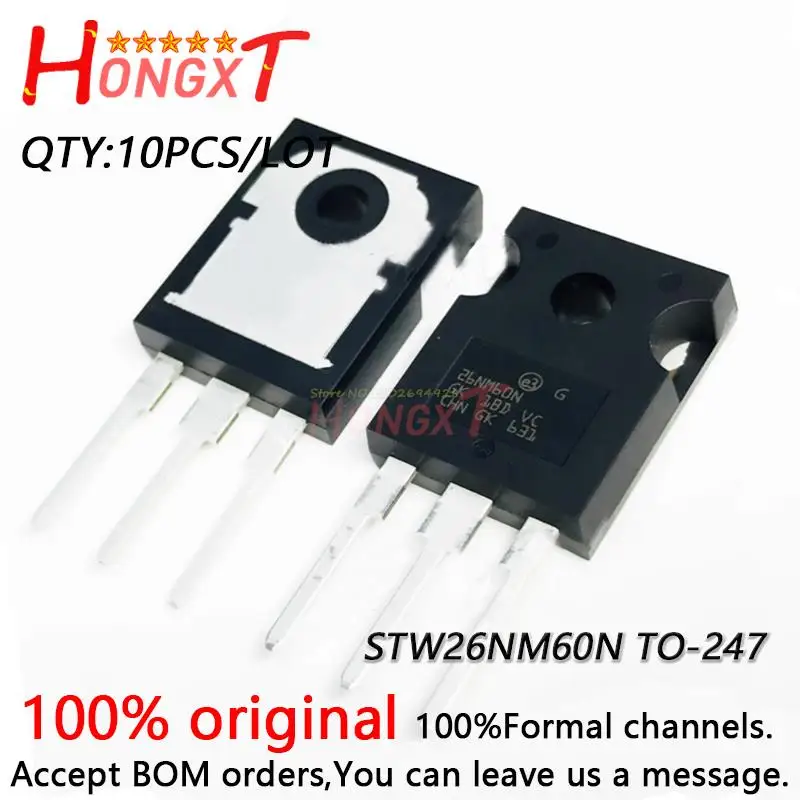 

10PCS 100% NEW Original STW26NM60N M26NM60N TO-247 FET 600V 20A.