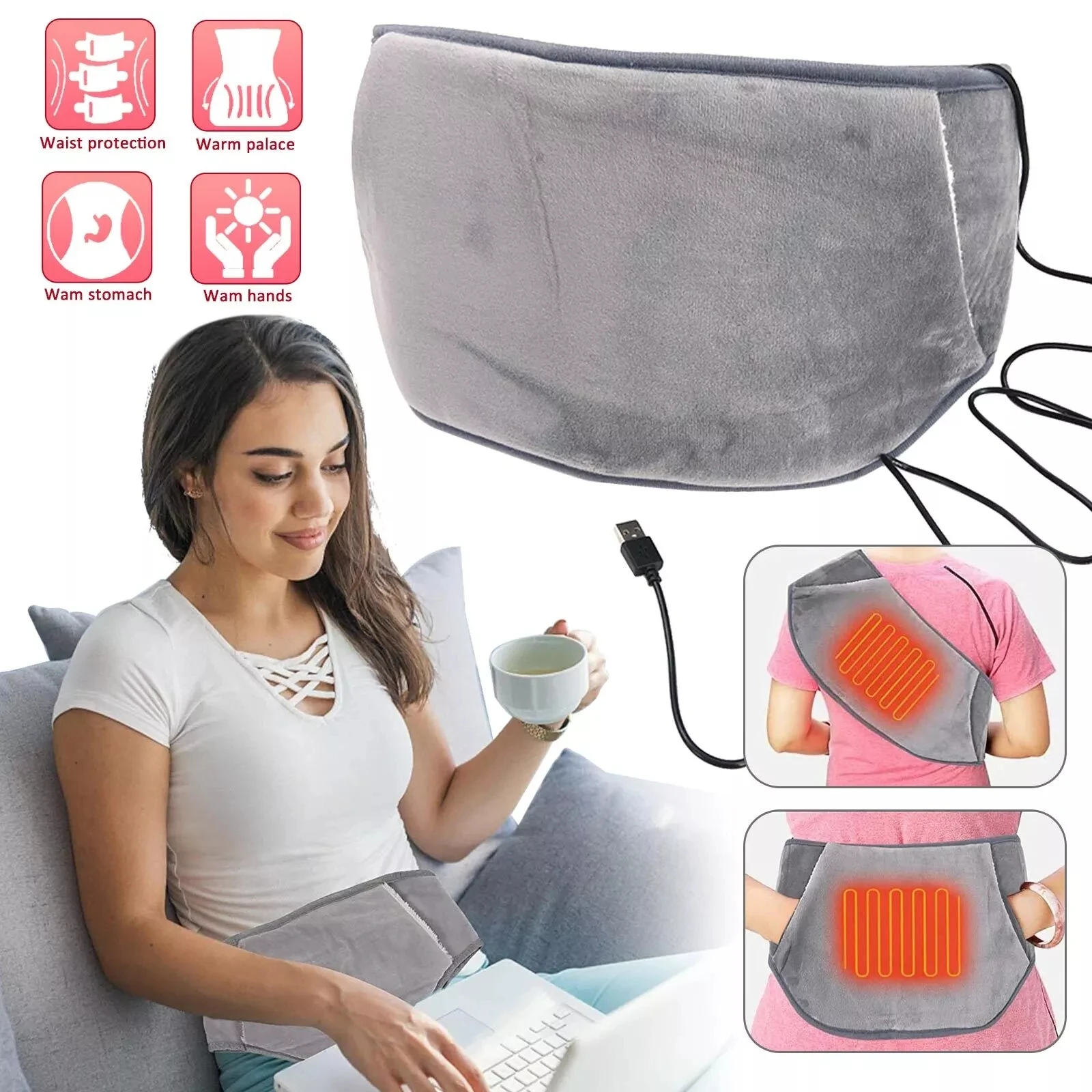 Usb Electric Heating Menstrual Heat Pad Belt For Period Pain Relief Cramps Waist Band Menstrual Relief Period Cramps