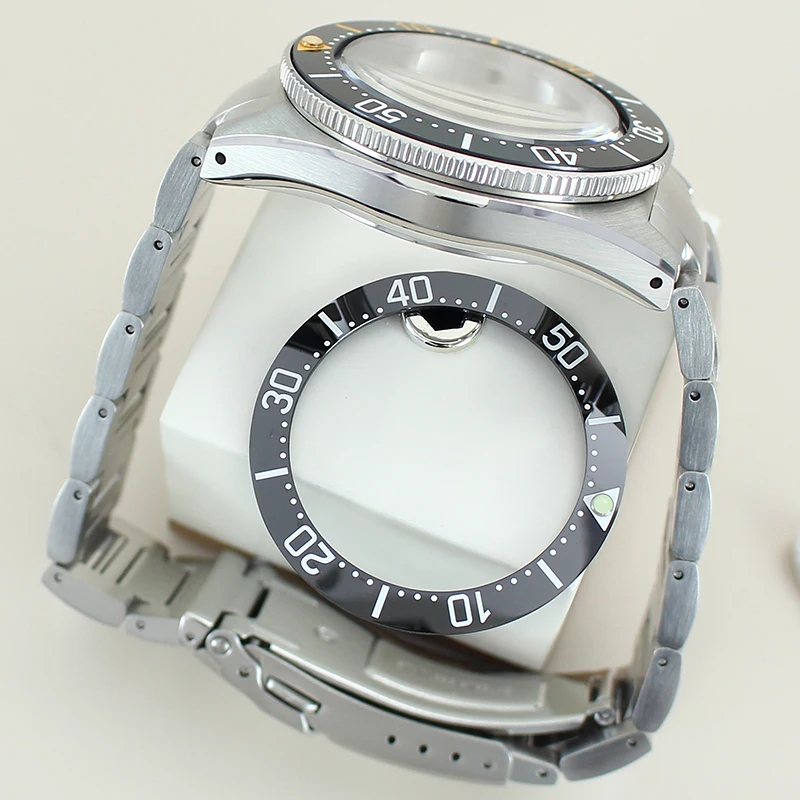 Waterproof 40mm Watch Case 316L Bracelet Sapphire For NH35 NH36 Movement 28.5mm Dial NH35 Watch Part Modified Black Tiger Whale
