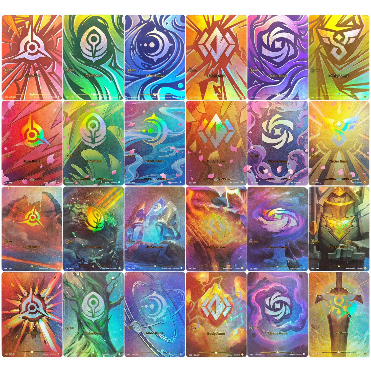 

Self Made Proxy Cards Riftbound English Fury Mind Calm Body Order Chaos Rune Game Collectible Textured Foil Card Toy