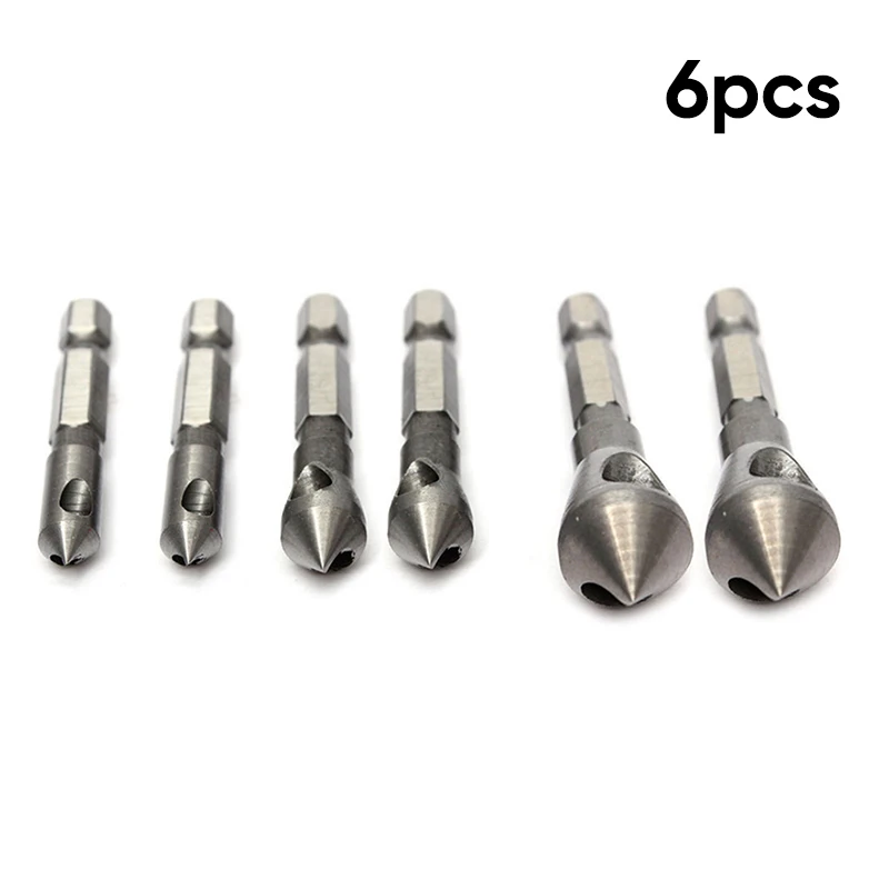/6pcs /Coated /Countersink Deburring Drill Bits Set Bearing Steel Chamfering For Metal Wood P'lastic Hole Making Tools