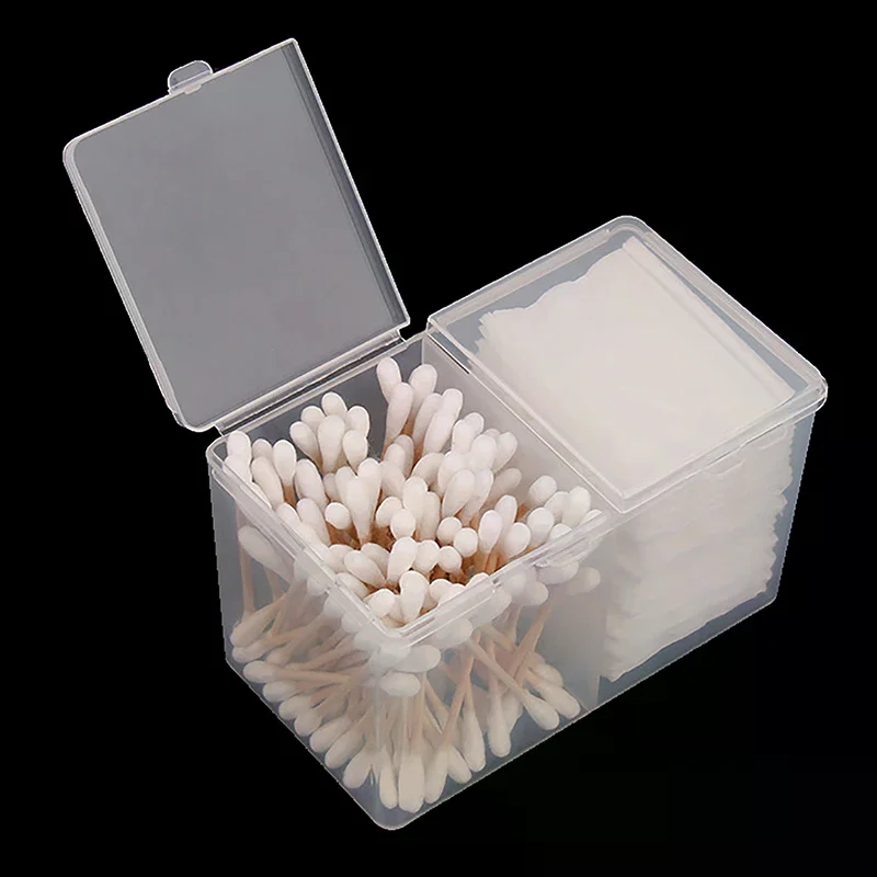 Plastic Cotton Swab Storage Box Desktop Dust-Proof Makeup Removal Cotton Lipstick Cosmetics Storage Organization Transparent