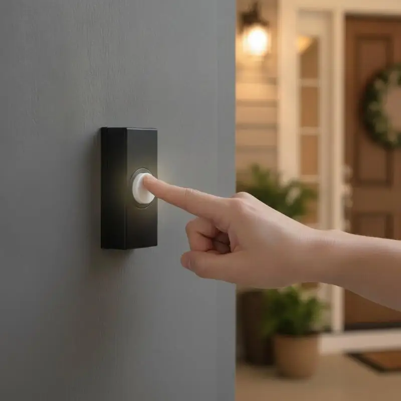 Wall Mounted Doorbell Switch Heavy Duty Plastic Push Button Replacement Kit with Screws for Rental House