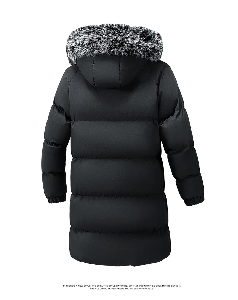 Winter Men's Hooded Jacket Large Fur Collar Thick Warm Cotton Coat Medium-Length Versatile Windproof Fashionable Workwear