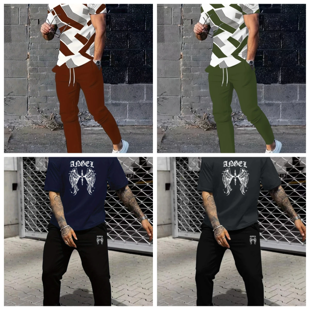 

25-26 Summer Hot-selling Fashion Trend Luxury 3D Printing American Street Breathable Quick-drying T-shirt Trousers Set