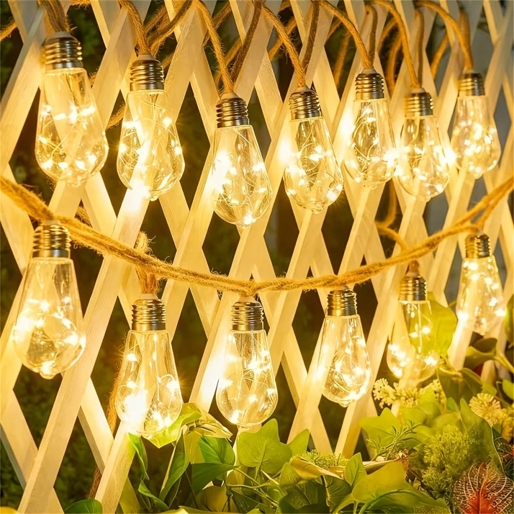 

Светодиодная гирлянда на солнечных батареях 5М 10LED из пеньковой веревки, водонепроницаемая IP44, для улицы, сада, патио, свадеб, вечеринок, дворов, баров, декора