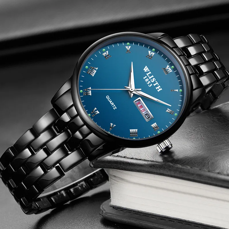 ساعة نسائية بنمط جديد - ساعة كوارتز مقاومة للماء للأعمال، ساعة رسمية مضيئة بتقويم مزدوج