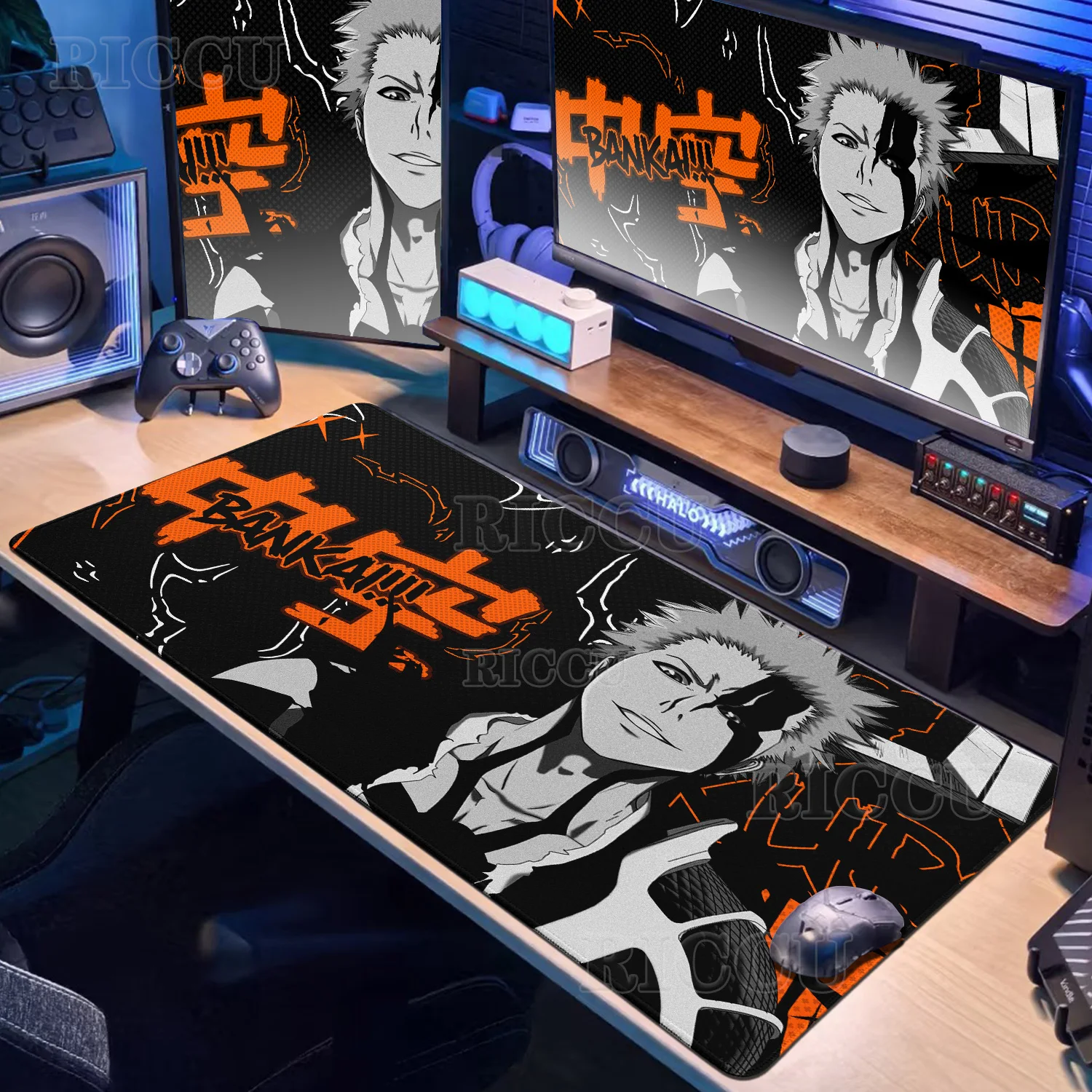 

Коврик для мыши в стиле японского аниме Bleach XXL Kurosaki Ichigo Pc Gamer, нескользящая черная игровая клавиатура HD, аксессуары для офиса и дома, настольные коврики