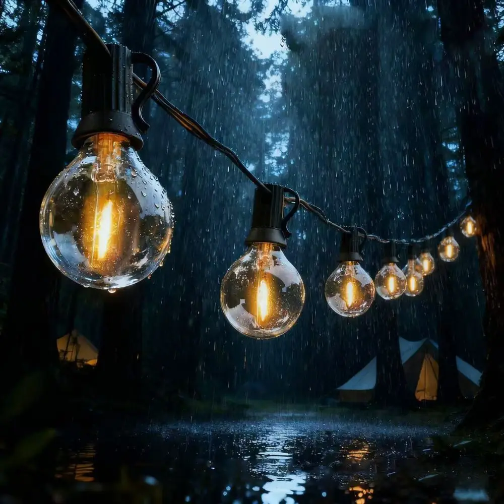 Solar G40 String Lights Outdoor Waterproof Edison Bulb Patio Garden Camping Decoration Hanging Fairy Lighting Fixtures