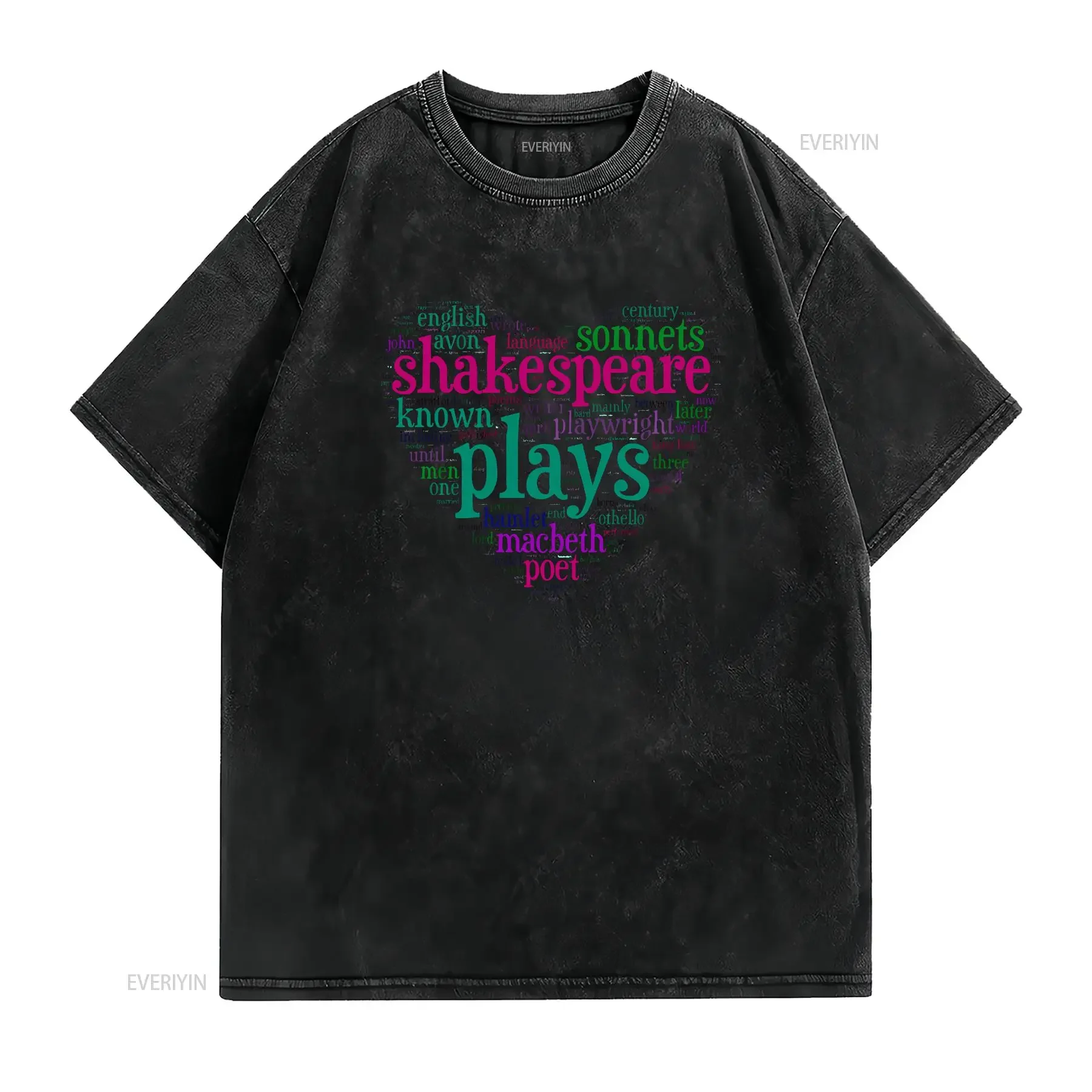 Shakespeare Word Heart Plays Sonnets Words Funny T Shirt Victorian Literature English Teacher vintage Washed fashion Soft