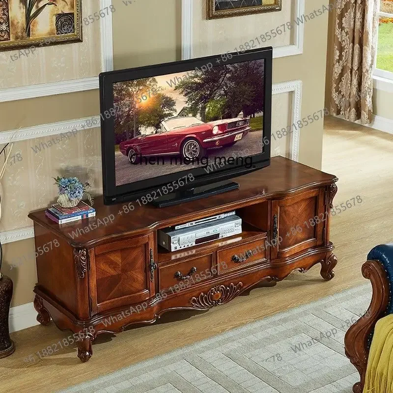 

American solid wood TV cabinet, bedroom storage retro floor cabinet, small apartment multi-function hall cabinet H