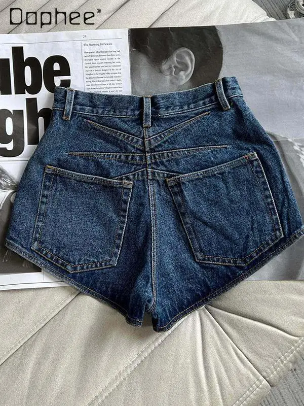 European Station Summer 2025 New Denim Spice Girls Sexy Shorts Women High Waist Slim Wide Leg Pants Y2K Fashion Booty Shorts