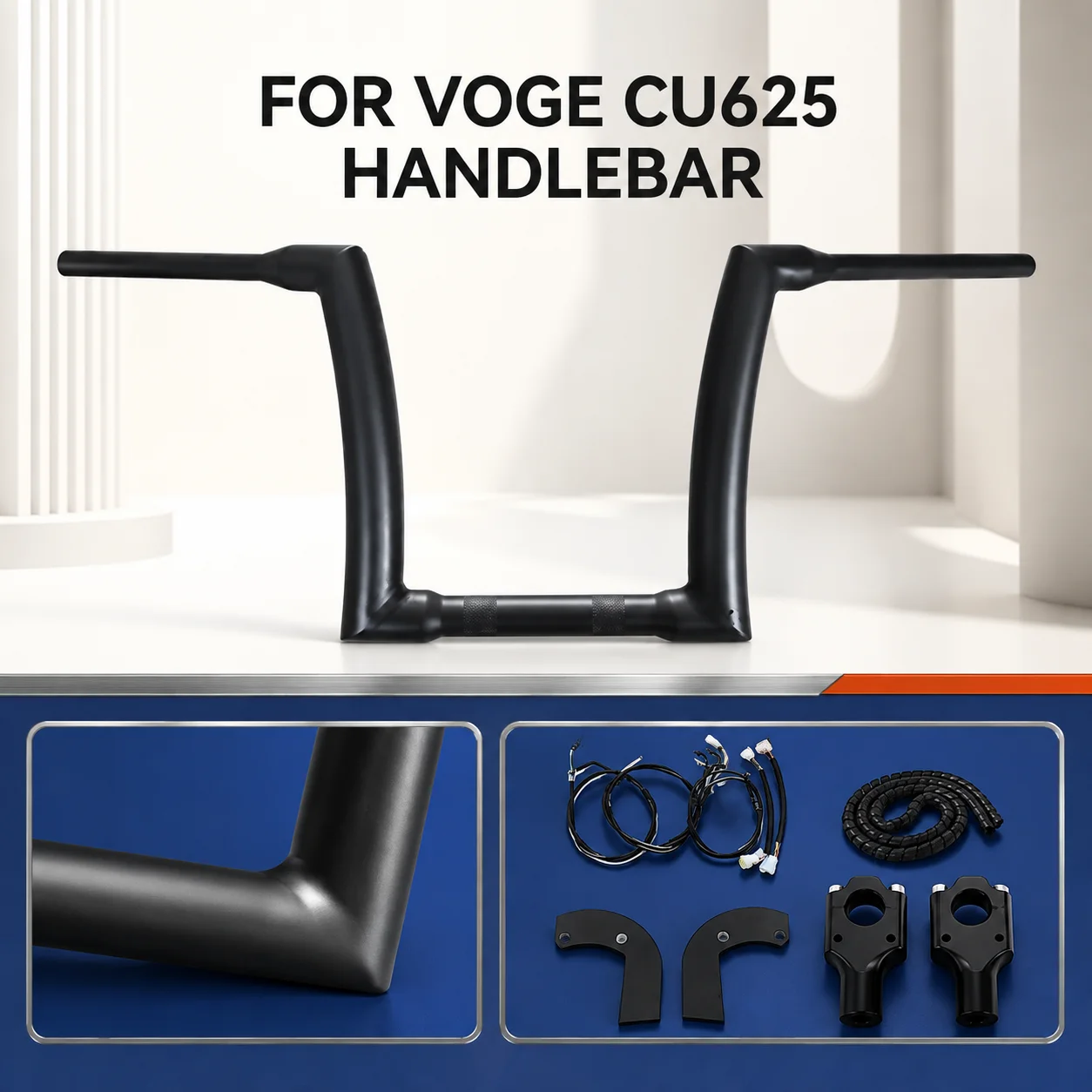 Heightened Flat‑Angle High‑Rise Steering Handlebar Fit For VOGE CU625 Motorcycle